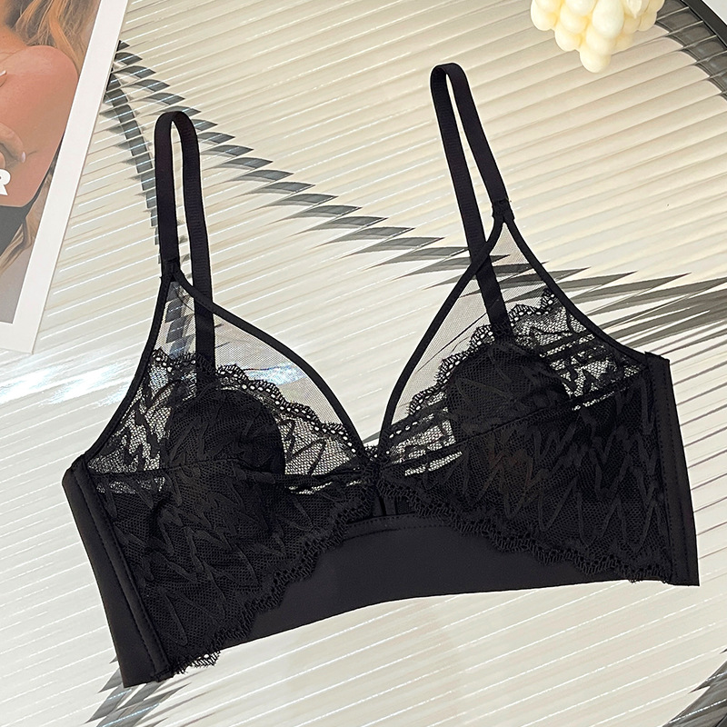 Sheer Mesh Bra - Seksi Dantel Crop Top Derin V